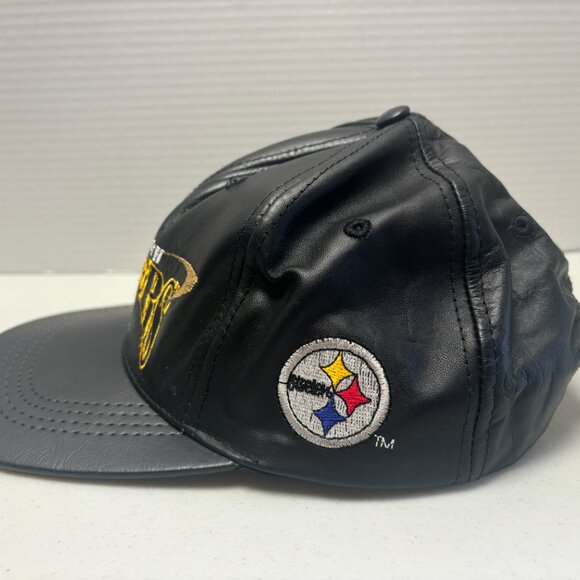 Pittsburgh Steelers Vintage Leather Steelers Hat - Size OS - CL - Picture 4 of 6
